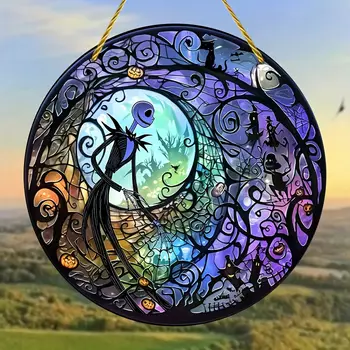 Noční můra před Vánoci Jack Skellington Sun Catcher 2D plochá akrylová závěsná cedule pro domácí zahradu nástěnná dekorace dětský dárek 8 nejlepší prodej noční můra před Vánoci vánoční dekorace - №3