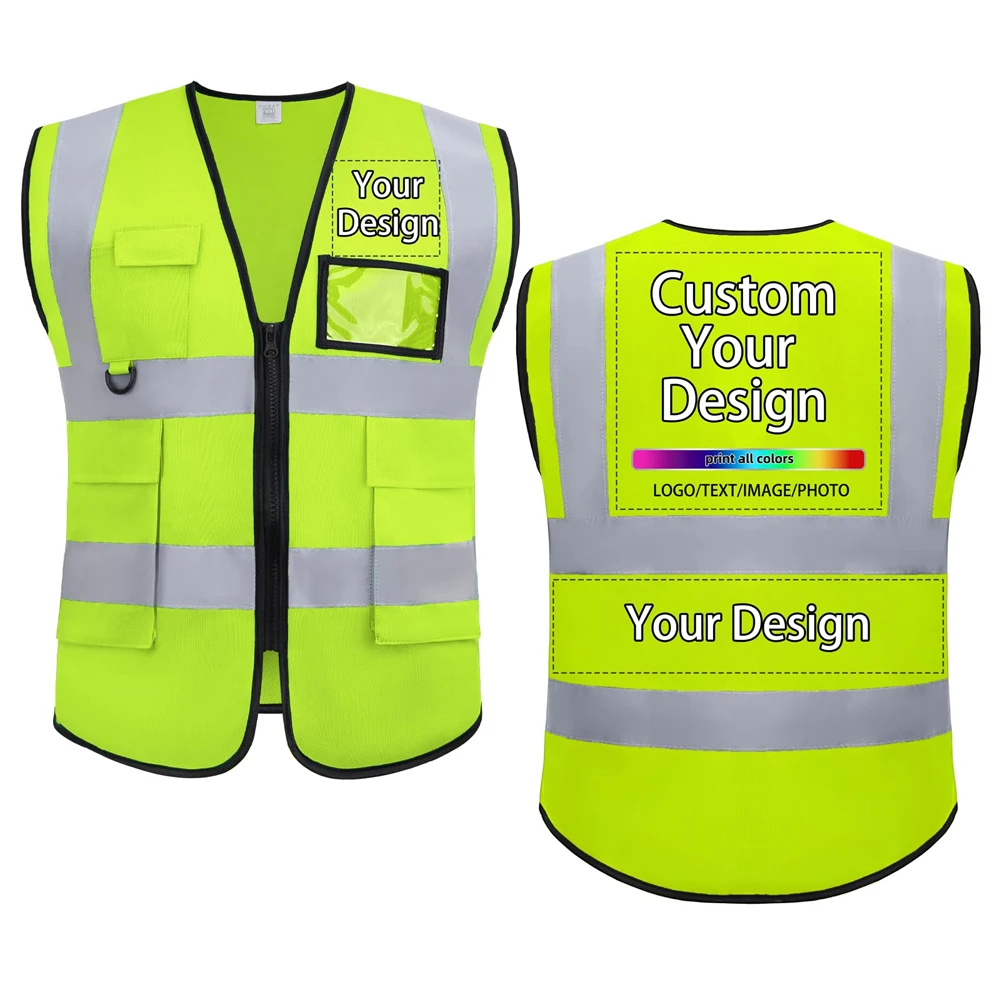 

Жилет безопасности с индивидуальным логотипом, жилет Hi Vis класса 2, с 5 карманами, жилет для строительной безопасности, стандарты ANSI/ISEA