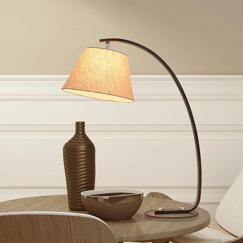 Contemporary Vintage Iron Farbic Table Light Table Lamps For Bedroom Living Room Office Indoor Home Decorative Fixture