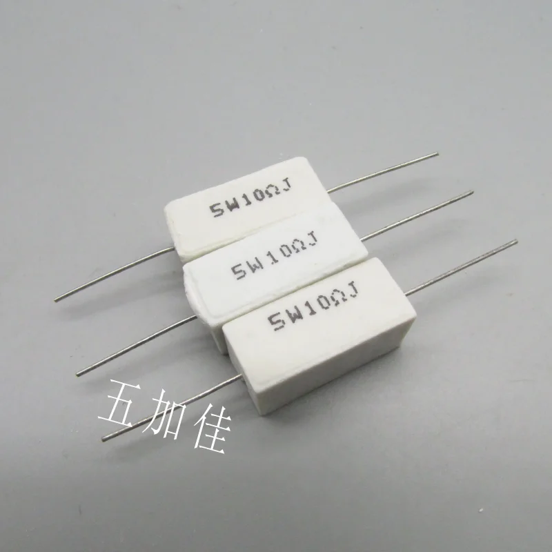 10-100pcs 5W 10R 5W10R0J 10 ohms 5% axial non inductive ceramic cement resistor