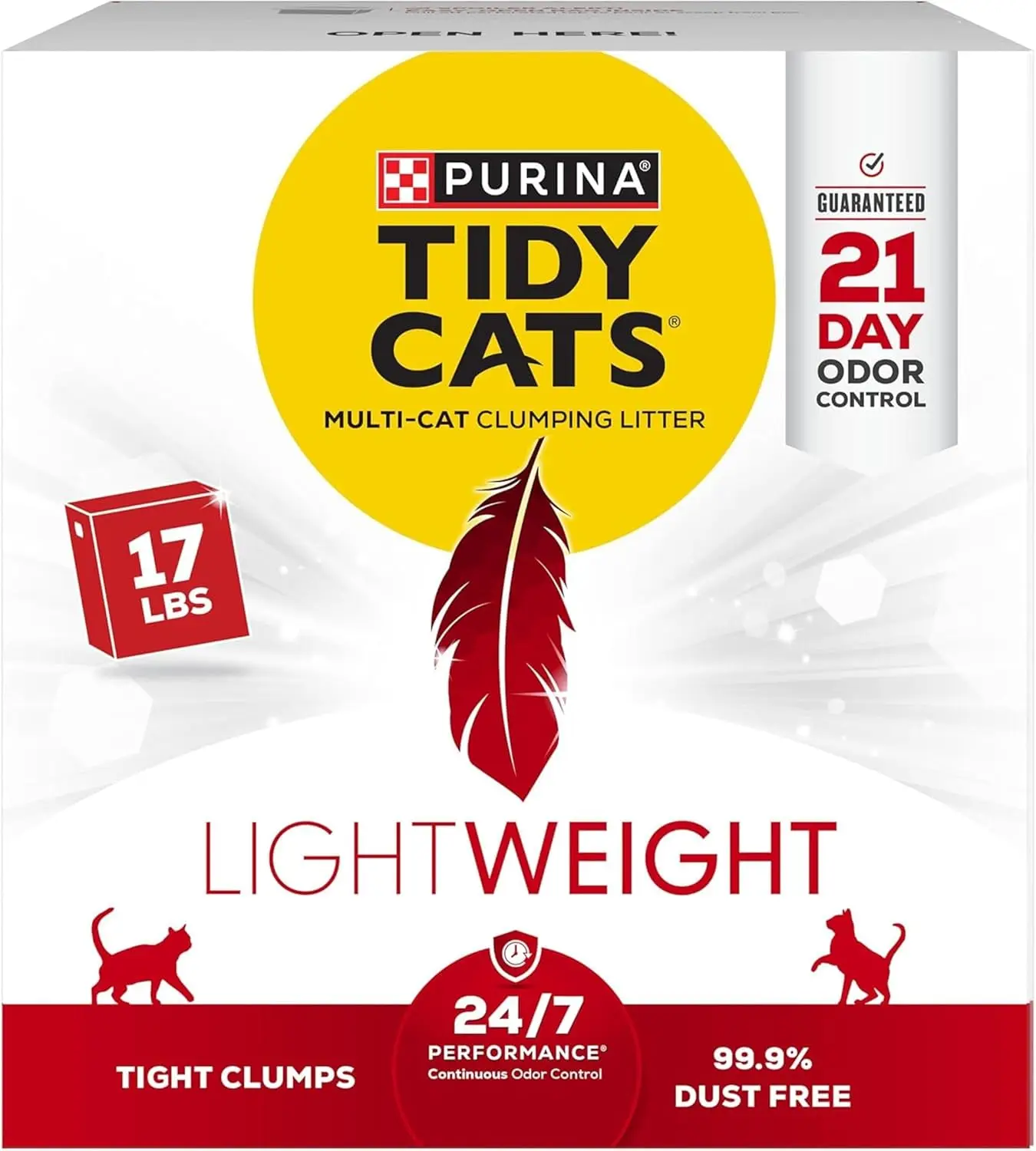 

Легкий комкующийся наполнитель для кошачьего туалета для нескольких кошек, контроль запаха 24/7, 99,9% без пыли - коробка 17 фунтов