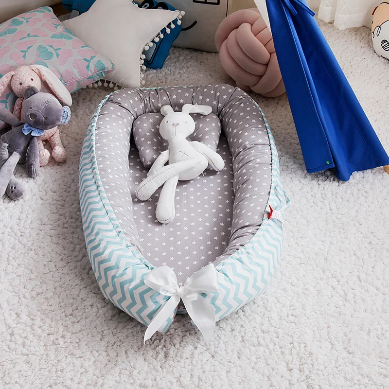 New Portable Newborn Baby Nest Bed Set With Pillow Baby Cradle Cushion Newborn Travel Bed Outdoor Infant Bed Baby Crib For Nest