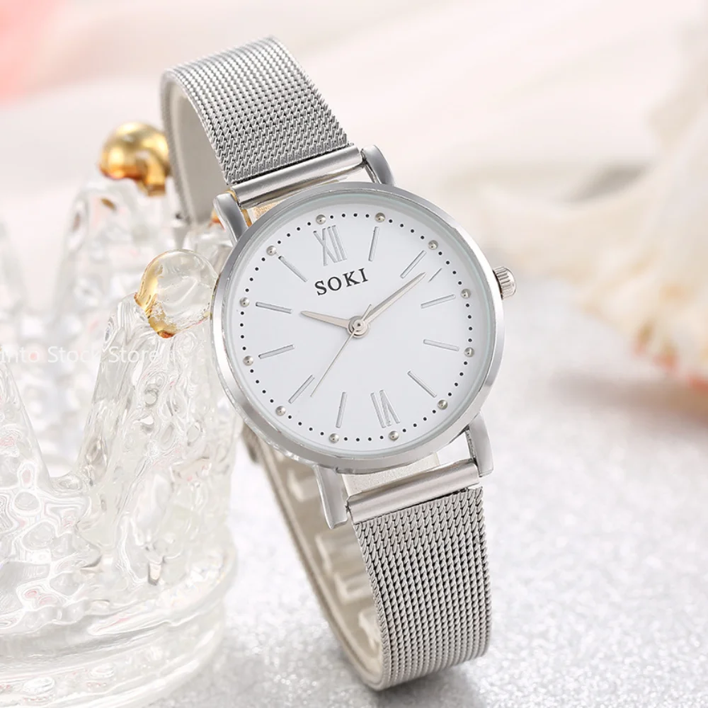 2024 New Fashion Women Gold Luxury Casual Quartz Watch Metal Mesh Stainless Steel Watches Relogio Feminino Ladies Wrist Watches