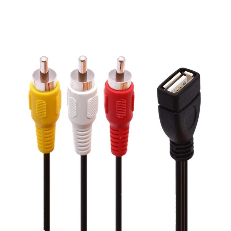 USB Amer to 3RCA 오디오 비디오 복합 어댑터 케이블 오디오 비디오 리드