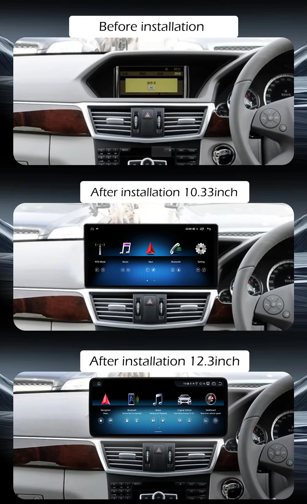 Android 15 Carplay Auto RHD For Benz E Class W212 2009-2015 GPS Navigation Car Radio Multimedia Radio Player 4G Wifi BT DSP