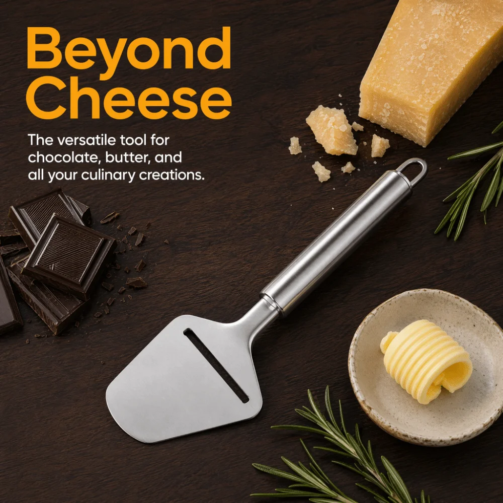 2PCS Stainless Steel Cheese Slicer Easy Clean Long Handle Cheese Plane Hanging Loop Non-Slip Cheese Shaver Hard Vegetables