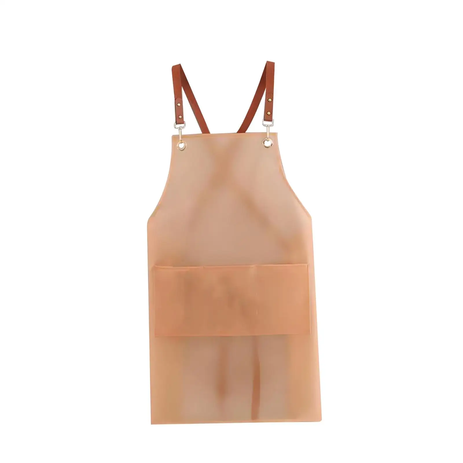 Cross Back Chef Apron Waterproof TPU Material Translucent Oil Proof Kitchen Bib Apron with Pocket for Grilling BBQ Gardening