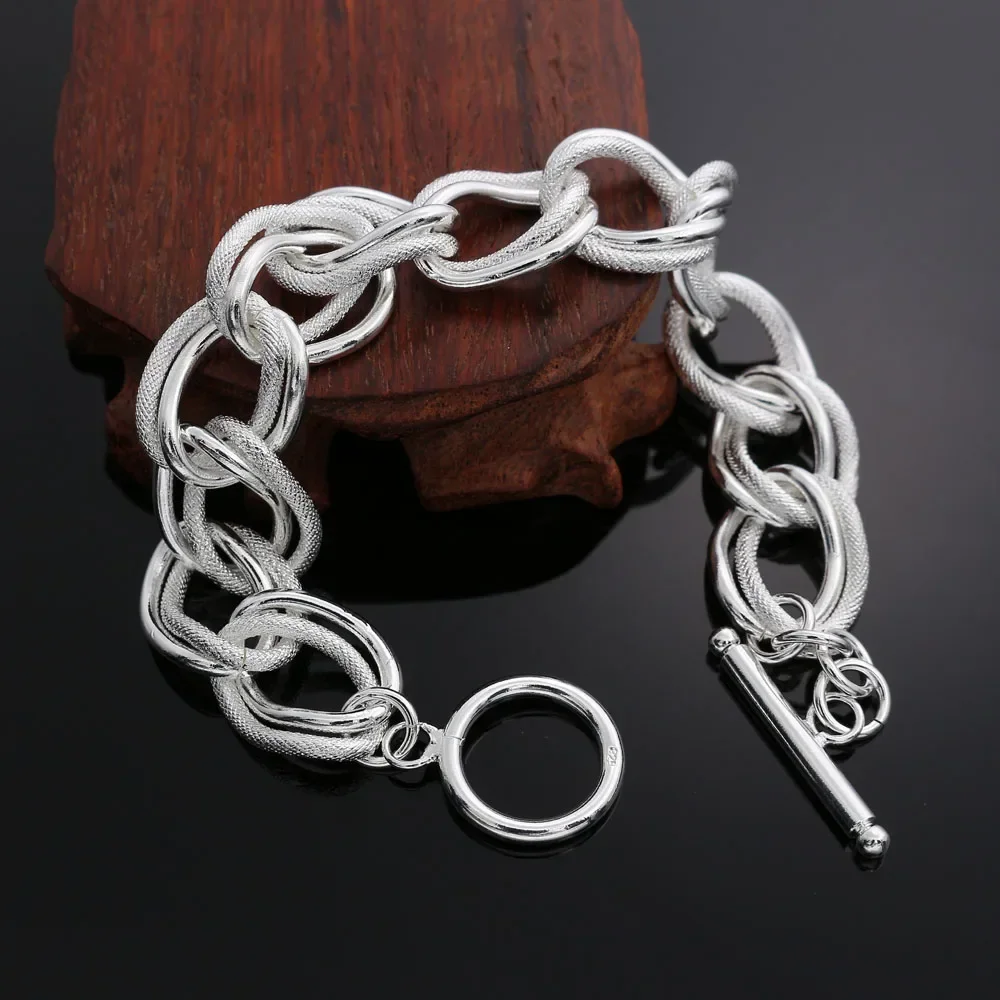 جديد جودة عالية 925 فضة مزدوجة تويست سلسلة أساور للرجل المرأة موضة مجوهرات الزفاف هدايا عيد الميلاد