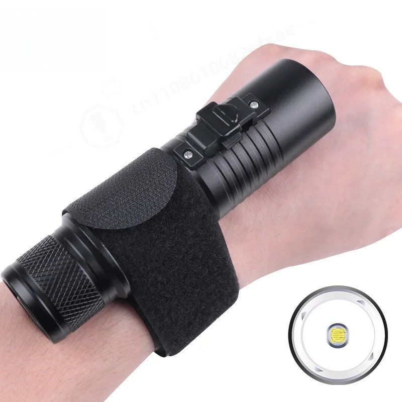 Magnetic Control LED Diving Flashlight Land Water Dual‑use Professional Waterproof Hand Torch With Fixing Strap