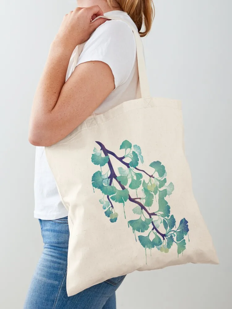 

O Ginkgo (on Black) Tote Bag custom canvas bag custom fabric bag Shopper tote custom