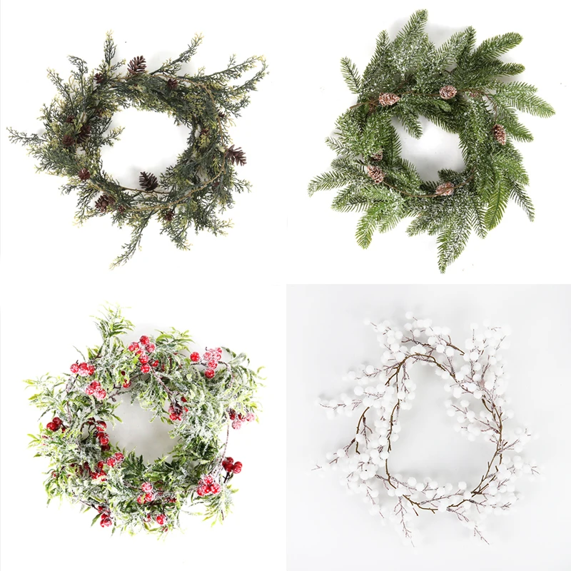 Christmas Wreath Artificial Pine Cone Vine Hanging Floral Foliage Garland Christmas Decorations for Home Navidad Xmas Ornaments