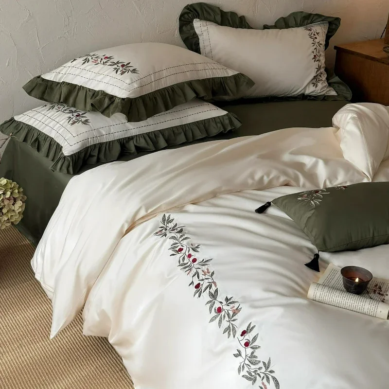 New Arrival 100S High‑Count Pure Cotton Four‑Piece Bedding Set  Embroidered ‑Style Xinjiang LongStaple Cotton All‑Season Bedding