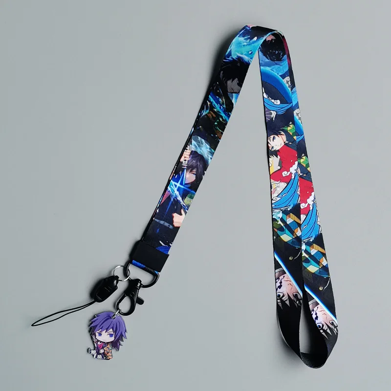Demon Slayer Lanyard Keys Id Cell Phone Neck Strap Kamado Tanjiro Anime Action Figure Doll Kids Collection Gift Toys