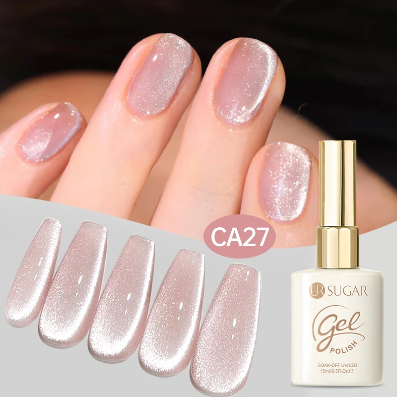 UR SUGAR Moonlight Cat Smalto gel magnetico per unghie Glitter Rosa Argento Semi permanente San Valentino Soak Off Vernice gel UV/LED
