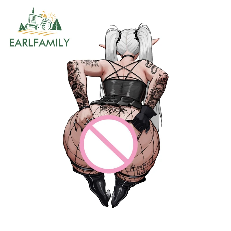 EARLFAMILY الوشم الشيطانة فريرين سيارة ملصق أنيمي NSFW Waifu فتاة كبيرة الحمار بعقب ملصق مائي الجنس دراجة نارية الثلاجة سيارة التصميم #1