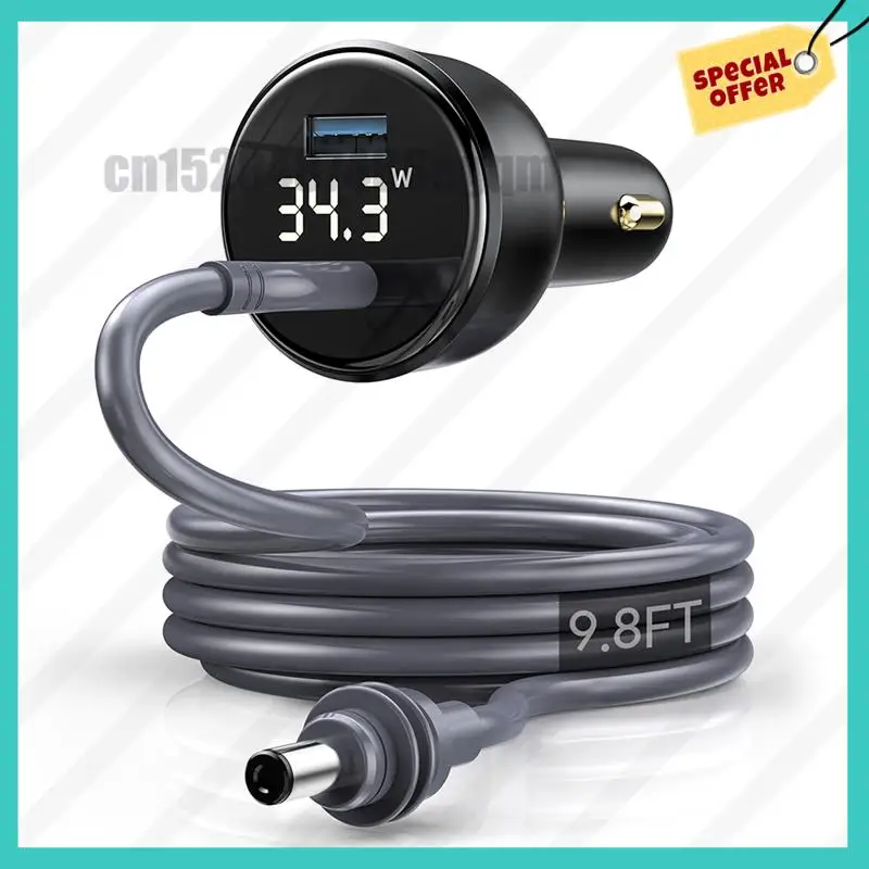 -ABJZ لشاحن سيارة Starlink Mini 100W 2 في 1 مع كابل 3 أمتار من النوع C إلى تيار مستمر شاشة LED إدراج ثقب ولاعة السجائر