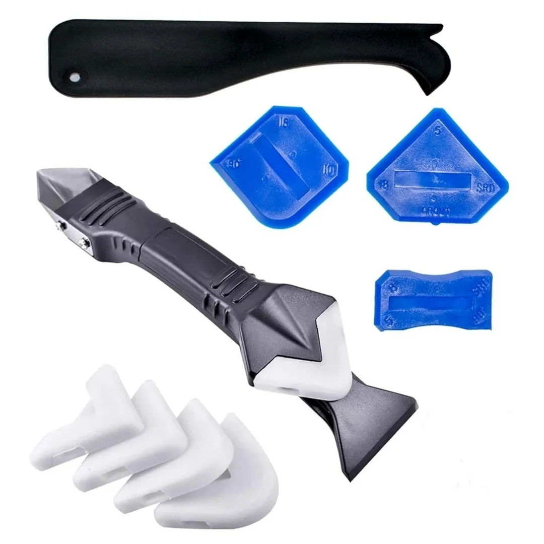 Silicone Caulking Tool Kit，Glass Glue Angle Scraper,Floor Glue Scraper， Caulk Remover Tool, Stainless Steelhead Caulk Remover and Sealant Scraper, Caulk Remover for Kitchen，Bathroom，Window，Joint,