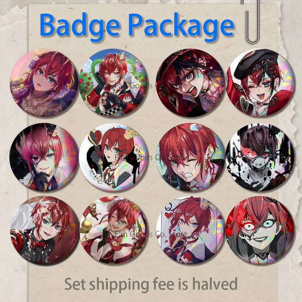 R-RiddleS R-Rosehearts Brooches for Backpack Accessories 25,32,44,58,75mm Round Enamel Pins 2-piece set Cartoon Anime Badge