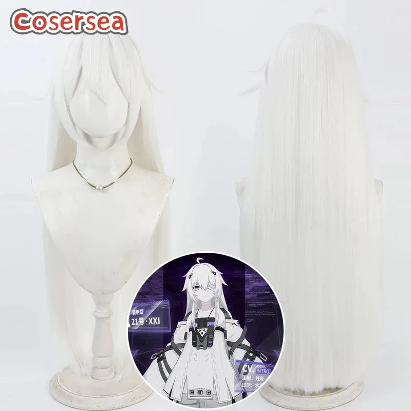 Cosersea 3-7 코스프레 가발 처벌: 그레이 레이븐 No.21 3-7 할로윈 80cm 롱 스트레이트 화이트 가발 합성 머리 내열성