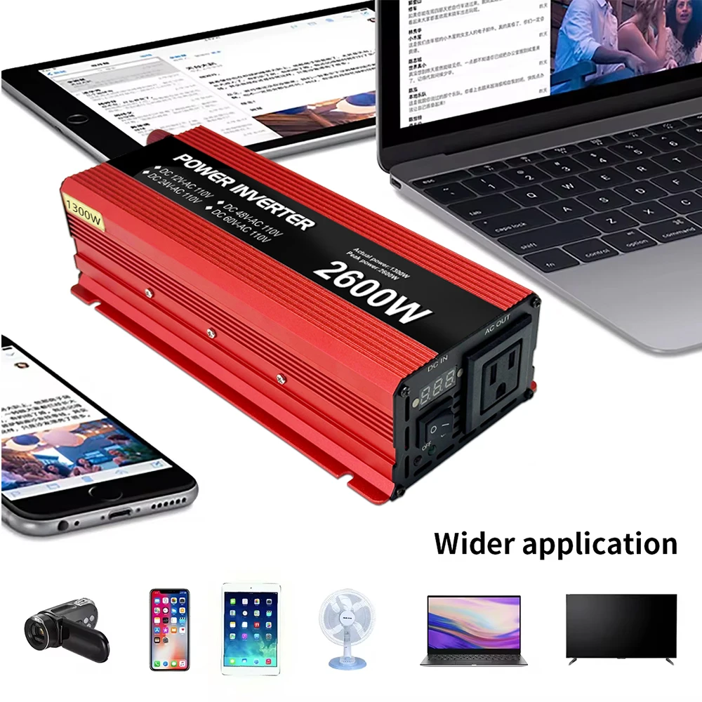 12V 24V 48V 60V zu 110V 220V 230V 1600W-2600W Spitzenleistungs-Wechselrichter-Adapter-Konverter EU-Stecker Auto-Wechselrichter