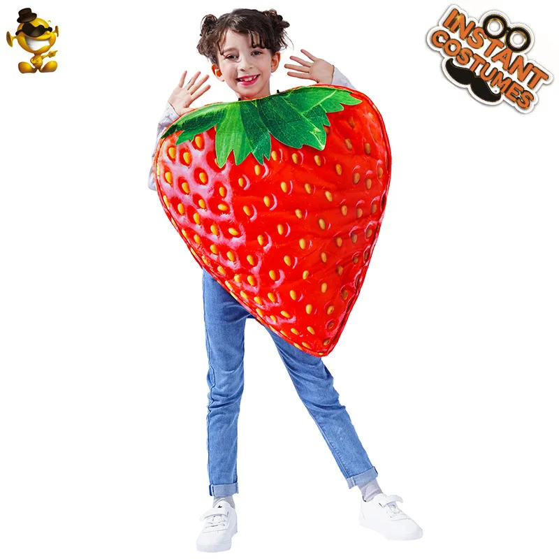 Funny Cute Girls Strawberry Costume Children Performance Costume Double Sided Strawberry Performance Costume Spoof Party Props