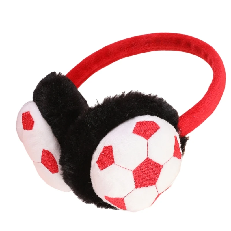 Soccer Pattern Ear Muffs Warm Plush Winter Outdoor Sports Earmuffs Unisex for Men and Women Dropship