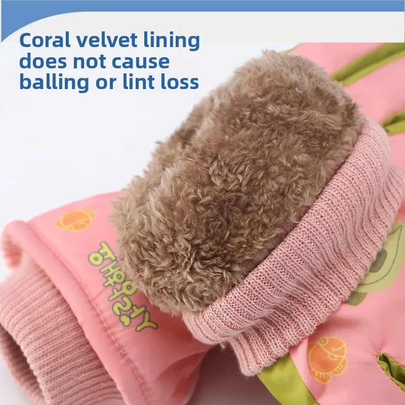 Cartoon Kids' Ski Gloves - Water-Resistant & Plush Lined Winter Gloves for Boys & Girls