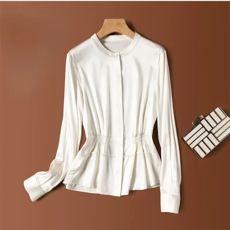 Satin Casual Women's Shirts Solid Colours Blouses Slim Fit Spring/Summer Long Sleeves Women Tops Fashion Clothing