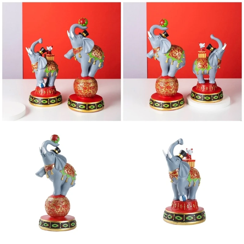 

Decorative Colorful Circus Elephant Resins Model Figurine for Living Room Study Room or Office Desktop Decoration Gift 87HA