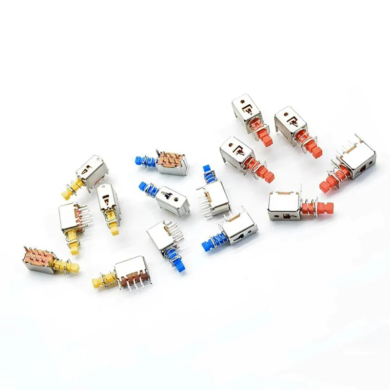 5pcs  A03/04 Right Angle PCB Latching  DPDT Double Pole 6 Pin self-locking key power  Push Button Switch