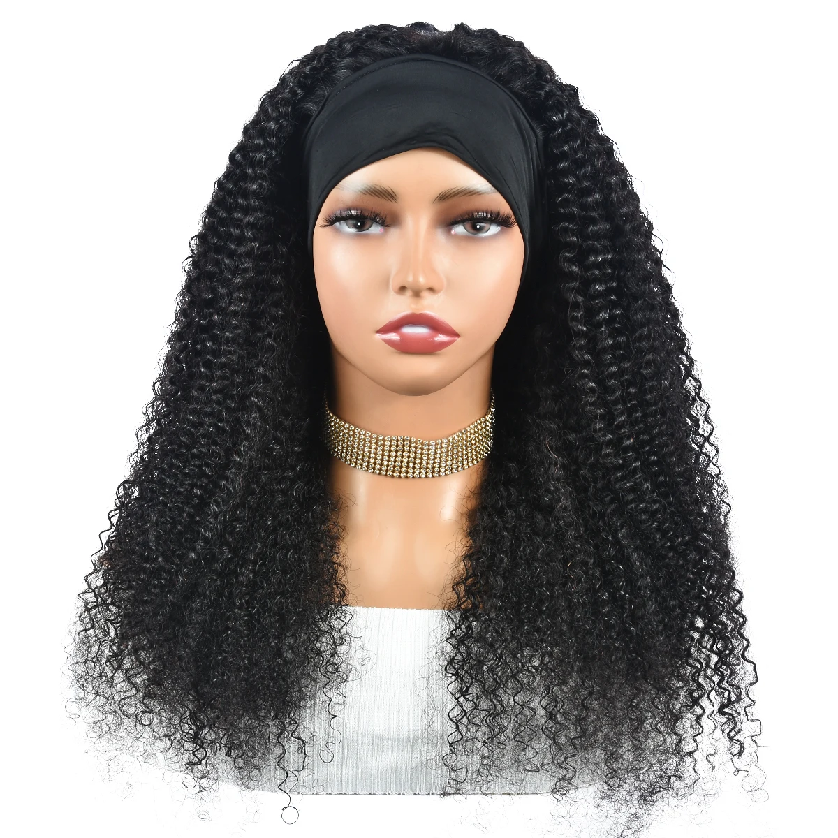 Miss Rola Kinky Curly Headband Human Hair Wigs 100% Human Hair Wigs Natural Color Remy Afro Kinky Handbend Wigs Machine Made Wig