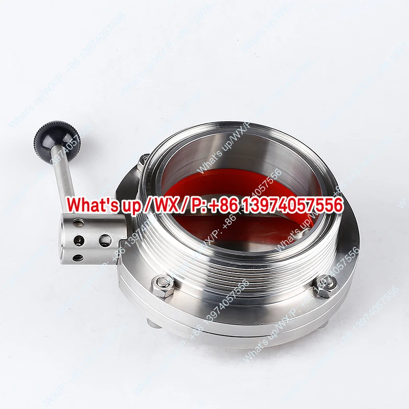 304 Stainless Steel Screw Welded Butterfly Valve T Type SMS Splice Round Thread Manual Welding Butterfly Valve 38 51