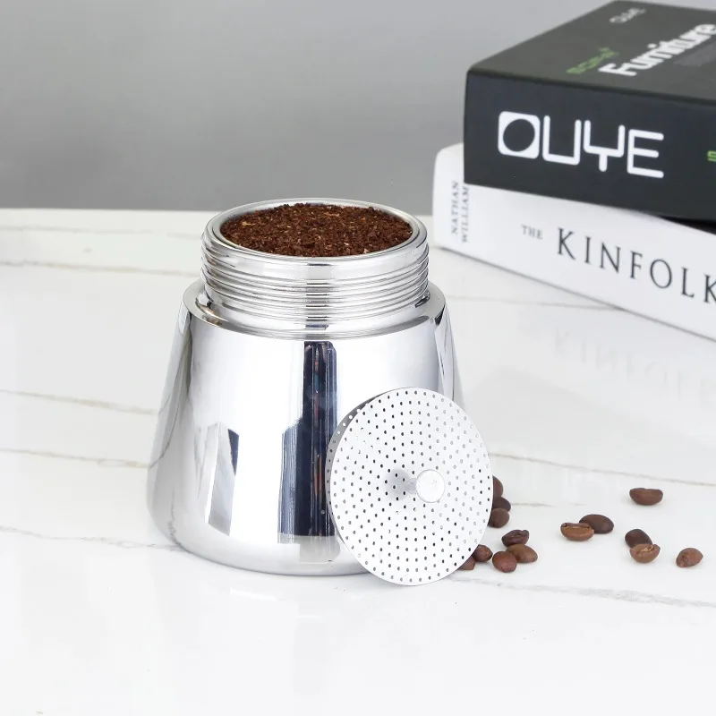 

Mocha pot powder reducing plate powder slot stainless steel coffee funnel filter, with reducer, replaceable espresso machine