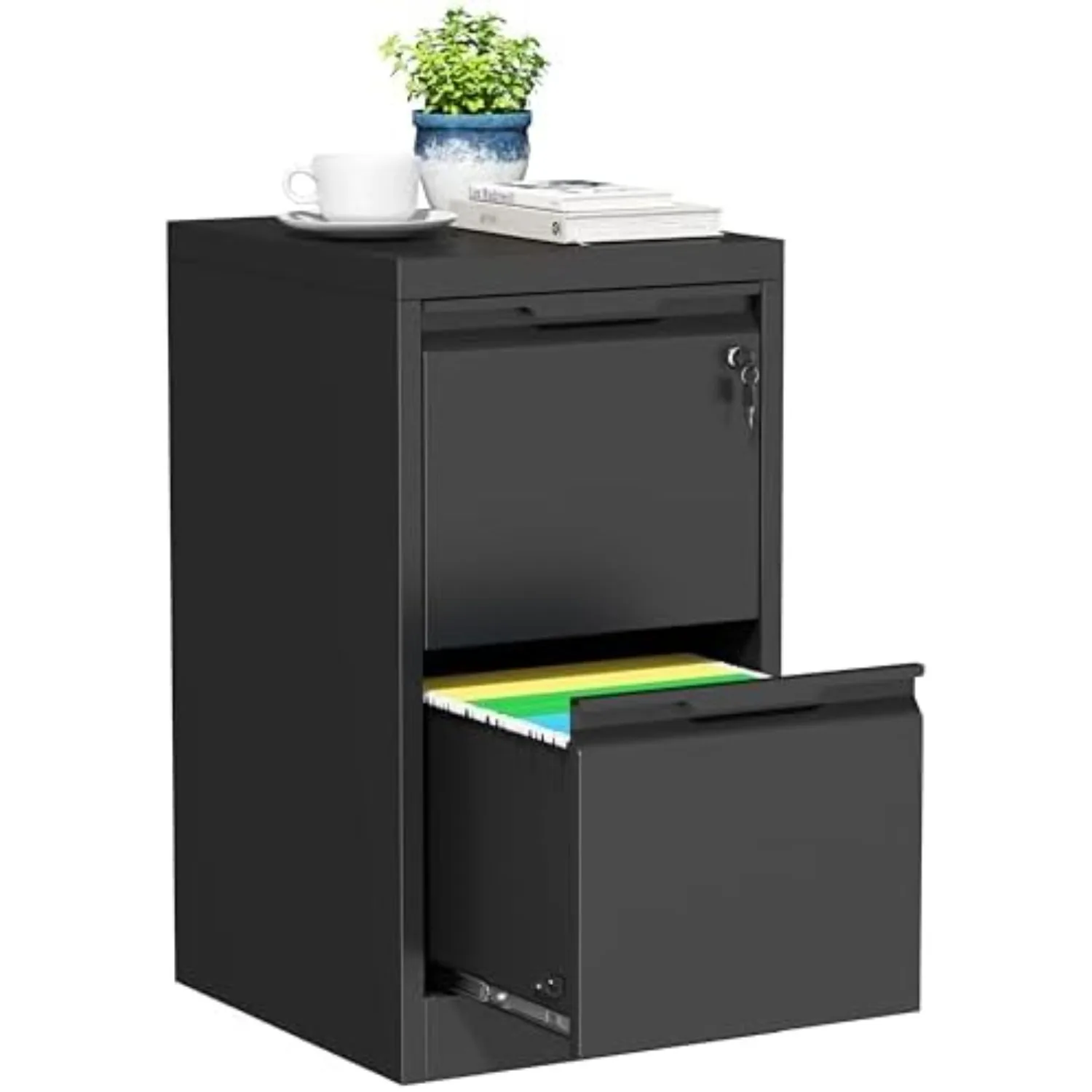 File Cabinet, 2 Drawer Filing Cabinet with Lock, Metal File Cabinet | Vertical File Storage Cabinet, Lockable, Suitable