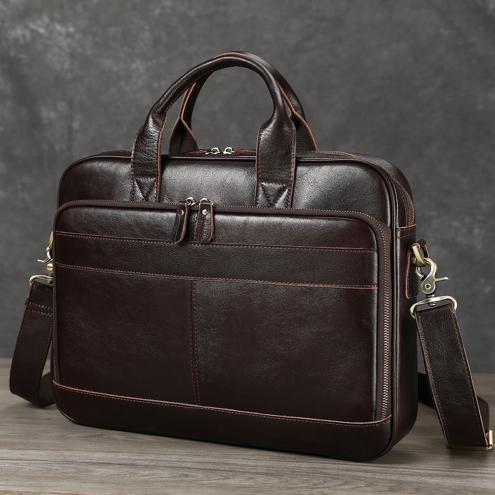 كريزي هورس حقيبة كتف واحدة متعددة الوظائف من جلد البقر حقيبة يد من الجلد الطبيعي للأعمال والكمبيوتر المحمول حقيبة كروسبودي لـ #3