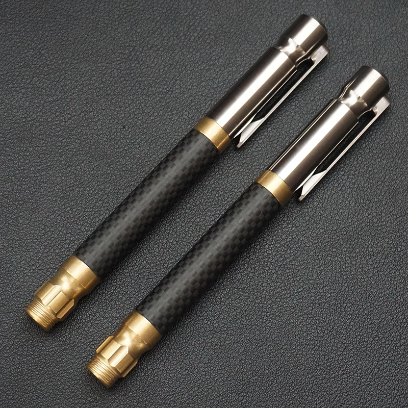 Titanium Alloy Brass Carbon Fiber Pen  Multi-Function EDC Tool, Business Signature Pen & Outdoor Portable Tactical Pen for Men