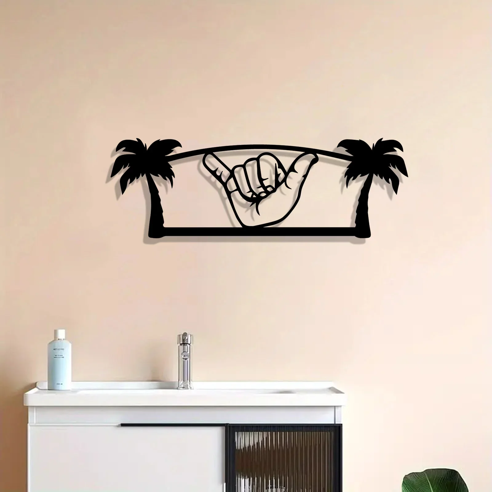 CIFBUY Hawaii Style Palm Shaka Hand Metal Wall Art Iron Hanging Decor Waterproof Rustproof For Indoor Outdoor Wall Decoration