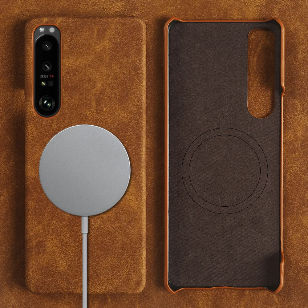 Soft Skin Leather Magnetic Phone Case For Sony Xperia 1 IV 10 V 5 III 10 IV Pro-I Hard PC Back Cover For Magsafe Coque Fundas