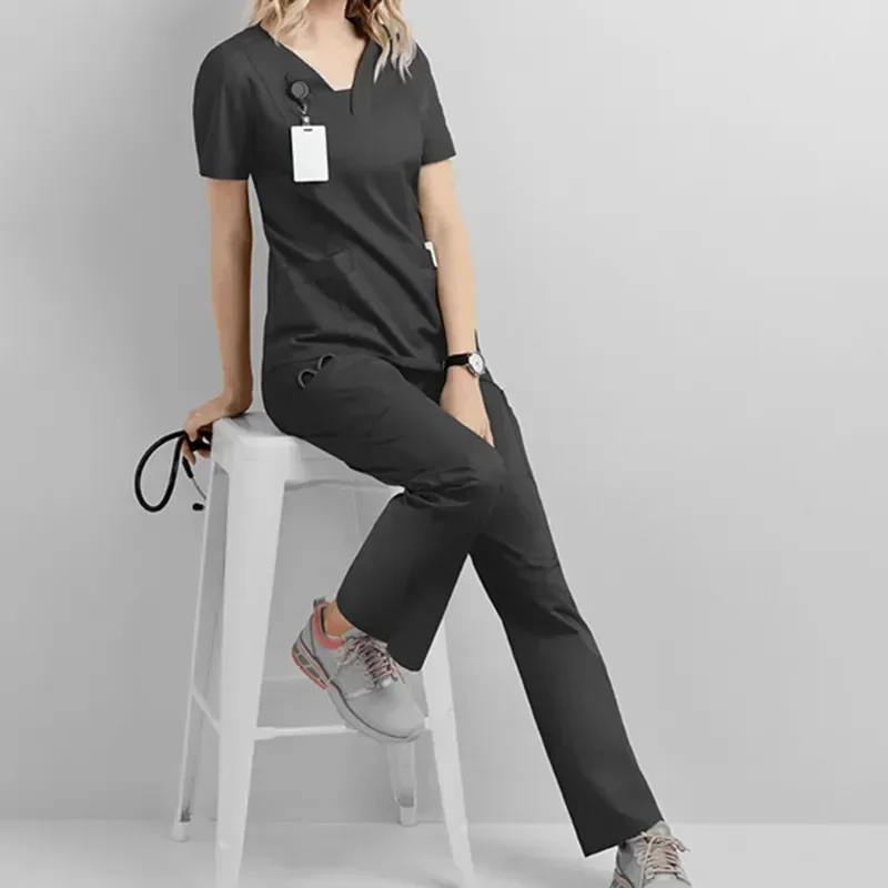 Clothes Workwear 2023 Drawstring Pants V-neck Doctor Medical Hospital Nursing Scrubs Surgery Work 's Women Suits Uniform Set Top