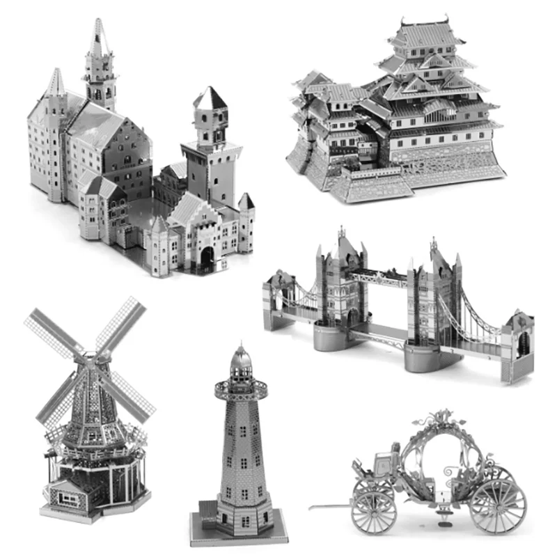 Architecture Plane 3D Metal Puzzle Model Kit DIY Laser Cut Puzzles Jigsaw Toy For Children