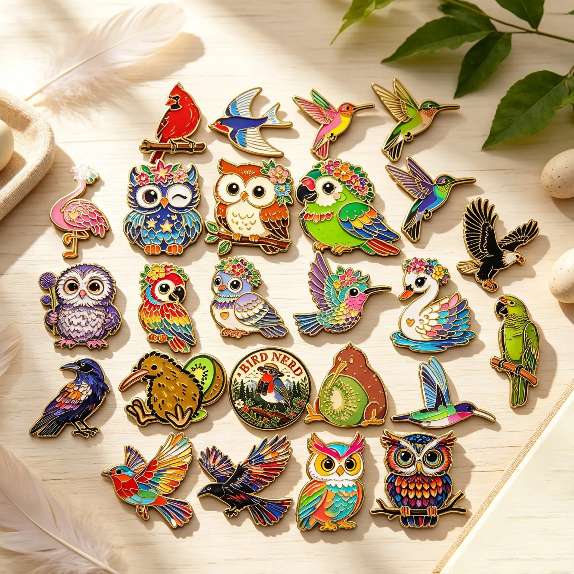 Vintage Wild Bird Enamel Brooches Owl Hummingbird Parrot Lapel Pins Aesthetic Accessories Gift For Nature Lovers Clothing Decor