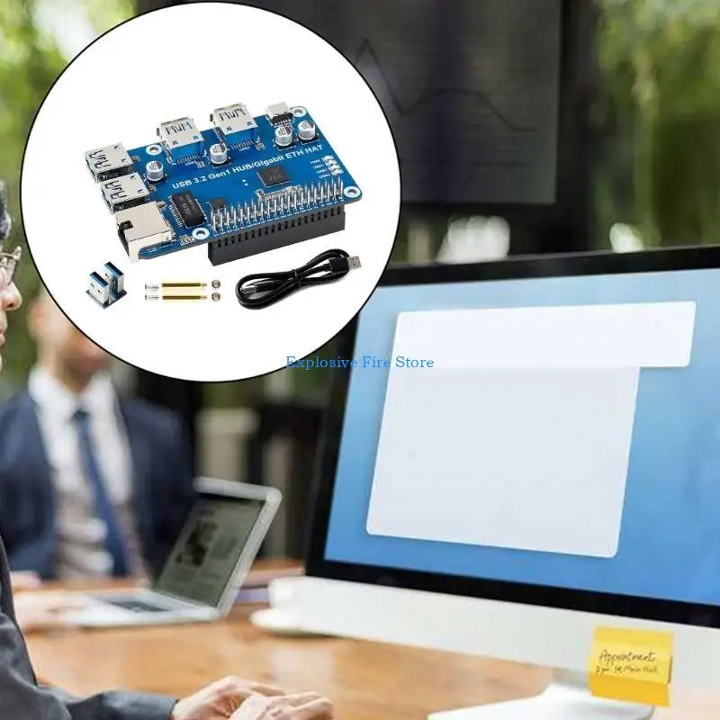 C4DB Driver 3 Ports USB3.2 Hub HAT для Raspberrypi4b/3b+/3b/2b Адаптер