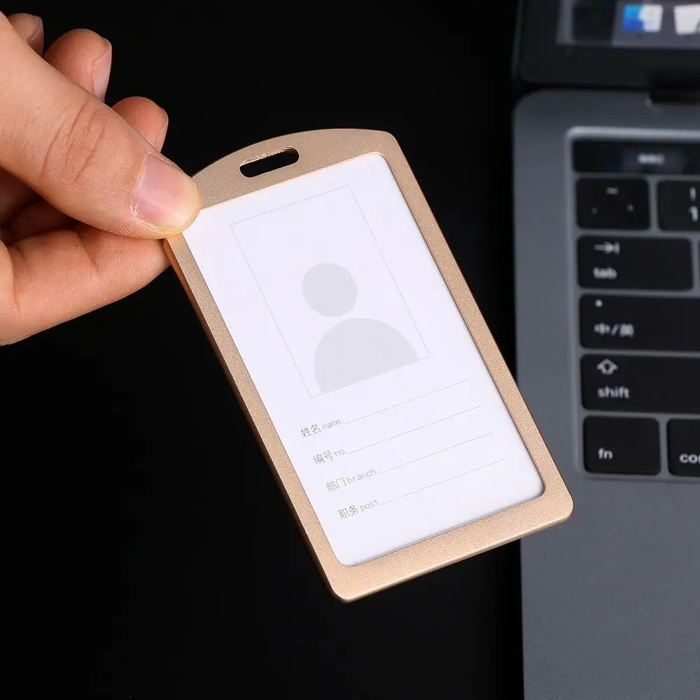Tag Office School Metal Aluminum Alloy ID Business Case Work Card Holders Name Card