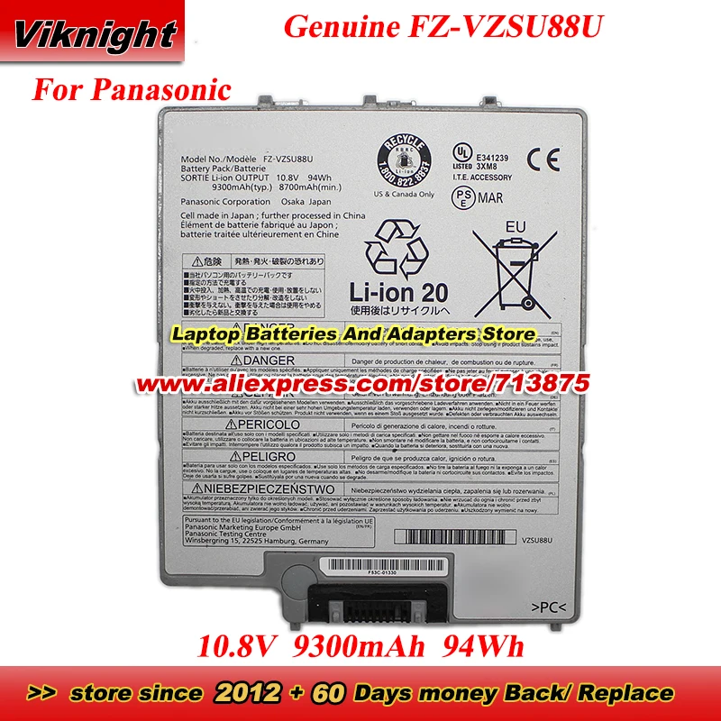 

Genuine FZ-VZSU88U Battery for Panasonic TOUGHPAD FZ-G1 G1P2121VM FZ-G1FAHLHBA FZ-G1 MK1 MK3 10.8V 9300mAh 94Wh Laptop Battery