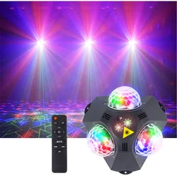 Party Light Disco Ball Light เลเซอร์โปรเจคเตอร์ 5 in 1 DJ Stage Strobe Light คริสต์มาสงานแต่งงาน Home Club ตกแต่ง