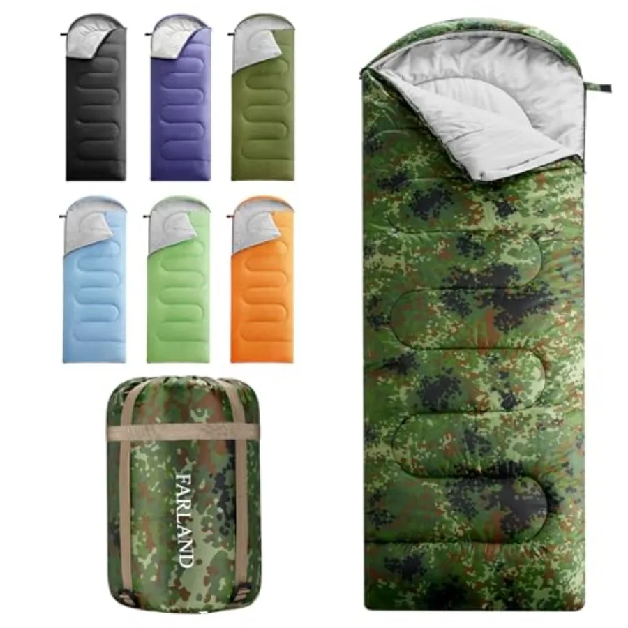 

Sleeping Bags for Adults, 3 Season Warm and Cool Weather, Lightweight Camping Sleeping Bag for Family Camping Essentials with C