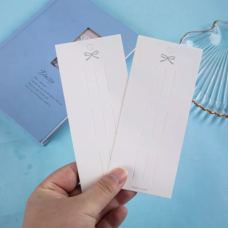 50Pcs Bow White Cardboard Hair Clip Hair Rope Jam Display Hanging Card Jewelry Packaging Headwear Cardboard DIY Accessories