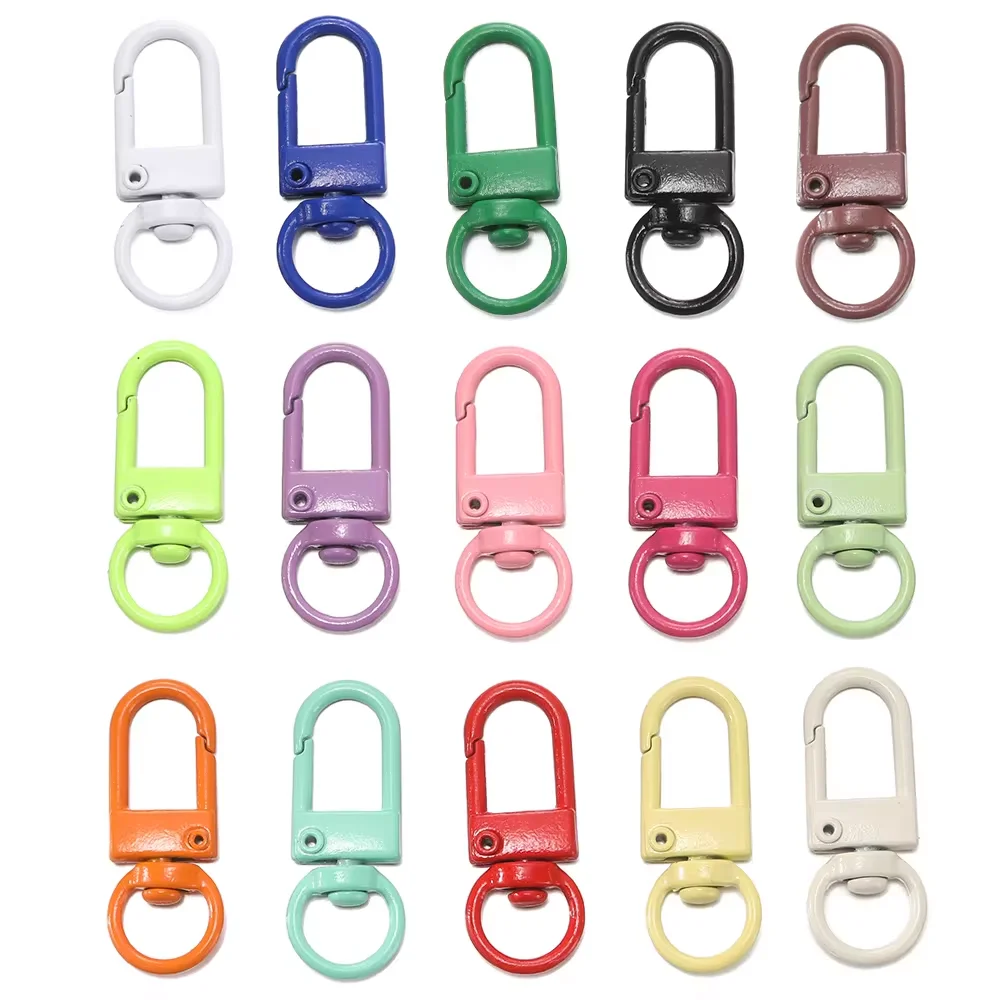 10Pcs/Lot Colorful Alloy Snap Lobster Clasp Hooks Keychain Findings for DIY Key Chain Necklace Bracelet Supplies Wholesale