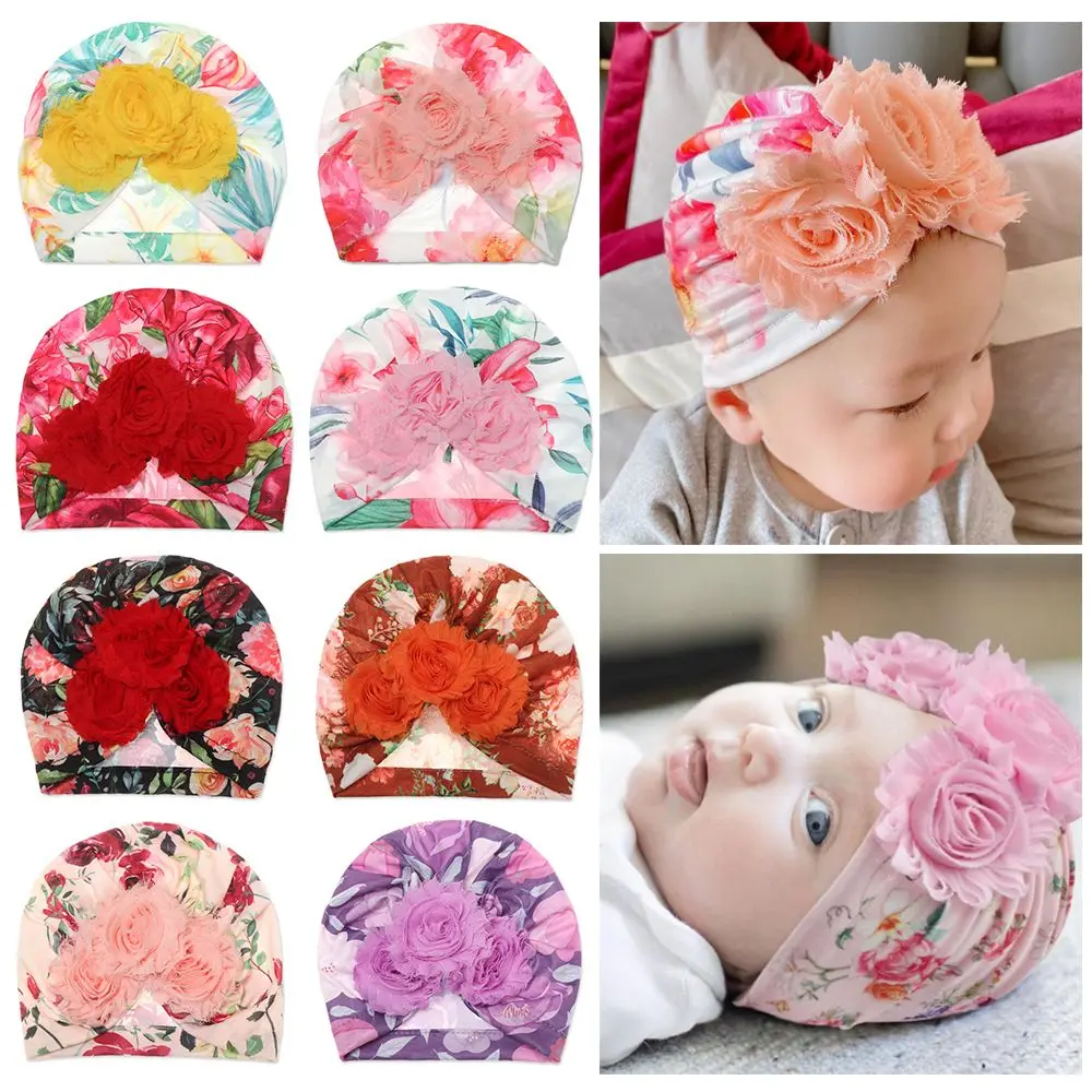 Hair Accessories Cute Sweety Bowknot Hairband Cap Baby Sunscreen Kids Flower Turban Hat Elastic Floral Headband