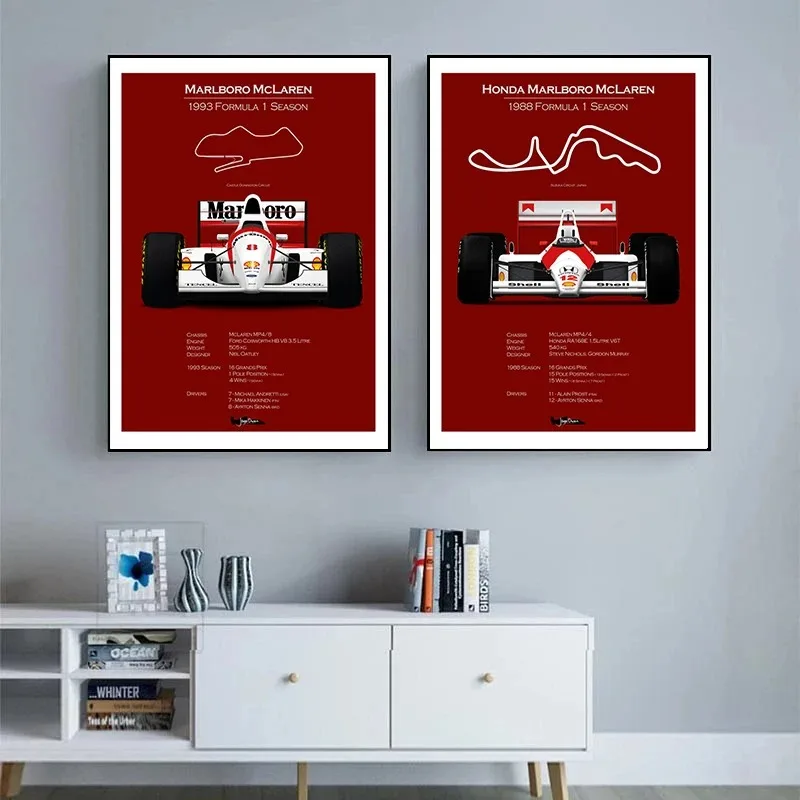 Poster Formula Grand Prix McLaren Car Racer Motorsport Racing Canvas Painting Wall Art For Living BedRoom Home Decor Gifts